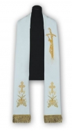 Priesterstola mit gesticktem Muster wei-gold